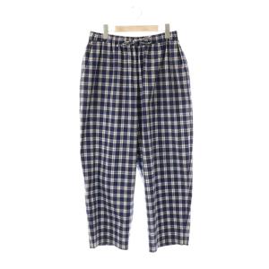 アソートサッカー イージーパンツ ワイドテーパード バギー ネイビー マルチカラー /ES OS