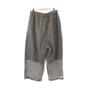 JOURNAL STANDARD LUXE シャドーギンガム サックパンツ ワイドパンツ リネン ブラック ホワイト /ES OS