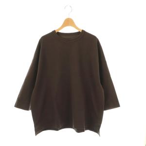 オーガニックテンジク クルーネックプルオーバー カットソー 七分袖 茶 /AT OS