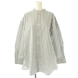 アソートスタンドカラーシャツ 長袖 ストライプ ホワイト グレー /ES OS