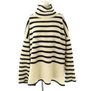 アゼキョウシュクハイネックニット セーター ボーダー オフホワイト ブラック /ES OS