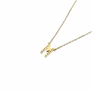 AHKAH イニシャルM ネックレス K18 0.06ct イエローゴールド