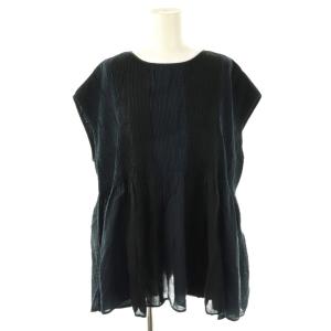 ピンタックギャザーノースリーブブラウス プルオーバー 2 紺 /NR OS