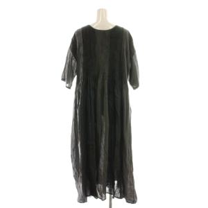 maison de soil コットンリネンパッチワークオーバーダイピンタック半袖ドレス ワンピース 2 グレー