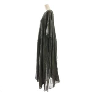 maison de soil コットンリネンパッチワークオーバーダイピンタック半袖ドレス ワンピース 2 グレー