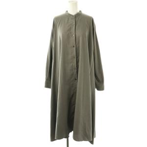 バンドカラーシャツワンピース ロング グレー /DF OS