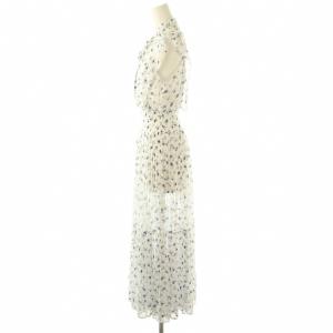 SNIDEL 25SS Sustainable20周年プリントワンピース ノースリーブ ロング プリーツ 花柄 1 白