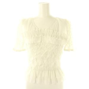 24SS ランダムシャーリングトップス ブラウス シアー F ホワイト /DF OS