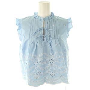 25SS コットンエンブロイダイリーブラウス ノースリーブ プルオーバー F 水色 /NR OS