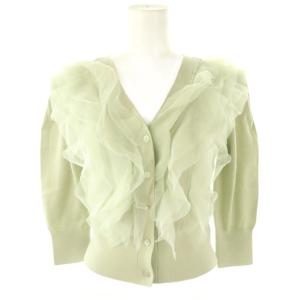 25SS Sustainable チュールフリルニットプルオーバー 七分袖 F ミント /DF OS