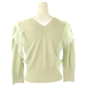 SNIDEL 25SS Sustainable チュールフリルニットプルオーバー 七分袖 F ミント /DF OS