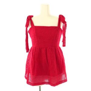 25SS ショルダーリボンペプラムブラウス ノースリーブ 1 赤 レッド /AT OS