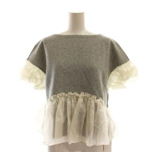 25SS 袖バルーンデザインカットソー 切替 半袖 F グレー /HK OS