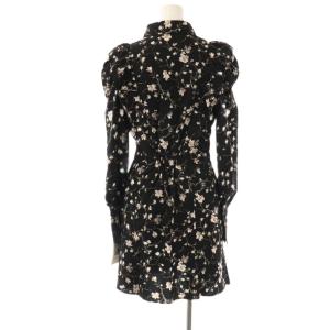 SNIDEL 23AW プリントフリルミニワンピース 長袖 花柄 0 黒 ブラック /AT OS