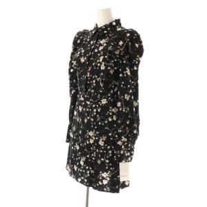 SNIDEL 23AW プリントフリルミニワンピース 長袖 花柄 0 黒 ブラック /AT OS