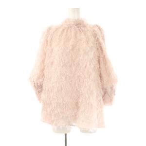 24SS ジャガードボリュームブラウス 七分袖 ボウタイ F ピンク /AT OS