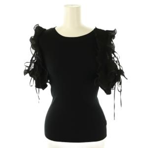 24SS デザインフリルニットプルオーバー カットソー 半袖 F 黒 ブラック /AT OS