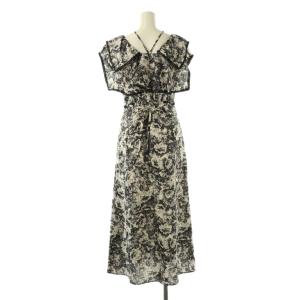 SNIDEL 23SS ラッフルカラーワンピース マキシ ロング ノースリーブ 0 白 ホワイト 黒 ブラック /AT