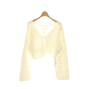 24SS クロシェカーディガン ニット ショート丈 F 白 ホワイト /AT OS