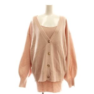 24SS ビッグカーデ ミニニットワンピースセットアップ カーディガン F ピンク /ES OS
