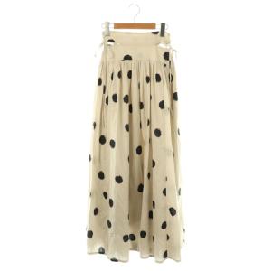 24AW サイドオープンコットンロングスカート フレア 0 ベージュ 黒 /NR OS