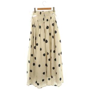 SNIDEL 24AW サイドオープンコットンロングスカート フレア 0 ベージュ 黒 /NR OS