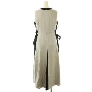 SNIDEL 24SS サイドプリーツバイカラーワンピース ロング ノースリーブ Vネック 0 グレー 黒 /NR OS