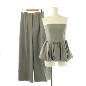 24SS ペプラムベアトップ&パンツセット セットアップ 上下 0 グレー /AT OS