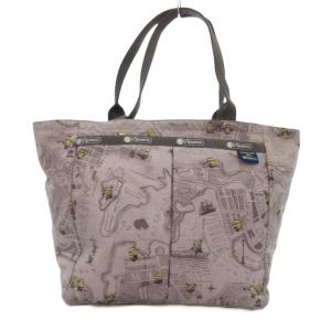 ×minions ミニオンズ ポーチ付き トートバッグ ハンドバッグ 手提げカバン 総柄 グレー /BS