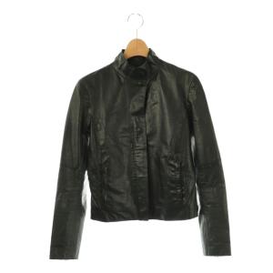 カウレザーシングルライダースジャケット ジップアップ 総裏地 2 ブラック /DO OS