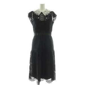 レースカラーミニワンピ ワンピース ひざ丈 1 ブラック /DF OS