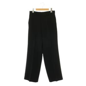 トリアセジョーゼットハイウエストパンツ スラックス ストレート 36 黒 ブラック /AT OS