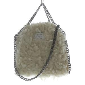 ファラベラ ミニ ファー 2way チェーンショルダーバッグ オフホワイト シルバー色 