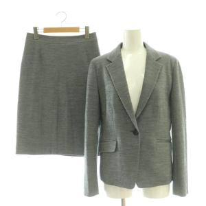 ウールジャケット×スカート セットアップ 上下 スーツ 6 グレー /AT OS