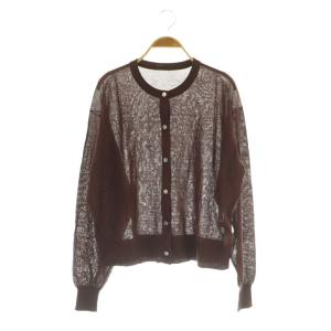 25SS リネンシアーカーディガン ニット 長袖 クルーネック F ブラウン /MY OS