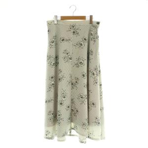 25SS ストライプフラワースカート ロング フレア 花柄 40 生成 /MY OS