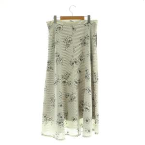 IENA 25SS ストライプフラワースカート ロング フレア 花柄 40 生成 /MY OS