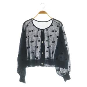 25SS FILMY ドット カーディガン ニット 長袖 シアー フロッキー ブラック /MY OS