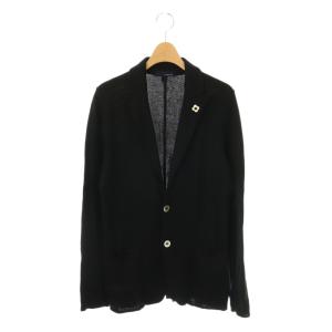 コットンニットジャケット 薄手 テーラード S ブラック /DO OS AD