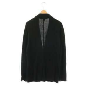 LARDINI コットンニットジャケット 薄手 テーラード S ブラック /DO OS AD