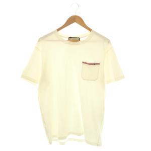 673710 GG刺繍 ポケット Tシャツ カットソー 半袖 M オフホワイト /ES OS AD