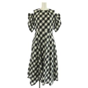 2wayスリーブワンピース ロング フレア チェック 38 ブラック /MY OS SH
