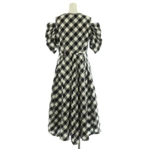 CELFORD 2wayスリーブワンピース ロング フレア チェック 38 ブラック /MY OS SH