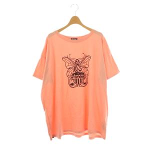 BUTTERFLY オーバーサイズTシャツ カットソー F サーモンピンク /DO OS SH
