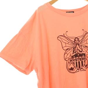 HYSTERIC GLAMOUR BUTTERFLY オーバーサイズTシャツ カットソー F サーモンピンク /DO OS SH
