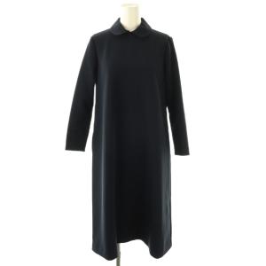 ラウンドカラードレスワンピース 長袖 ミモレ ロング 34 濃紺 /NR OS SH
