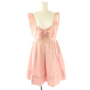 シルクリボンワンピース ミニ ノースリーブ 40 ピンク /HK OS SH