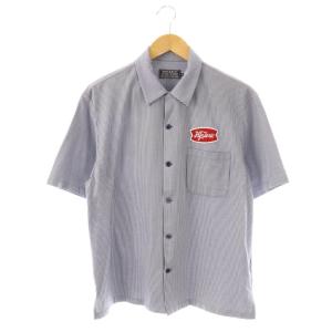23SS GROCERY ワッペンシャツ 半袖 ストライプ S ネイビー オフホワイト マルチカラー /DO
