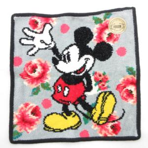 ×ディズニー Disney タグ付き ミッキーマウス ハンカチ ハンドバッグ バラ柄 グレー 黒 ブラック