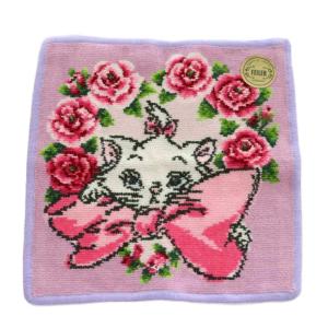× ディズニー Disney スウィートローズ マリーちゃん タオルハンカチ 花柄 紫 ピンク /MI